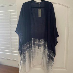 Mint Velvet "Selena Print Kimono" Shawl Wrap, Navy & White (Size M/L)